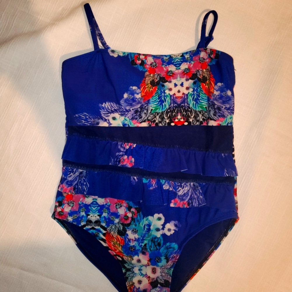 Coral Tropics Girls sz 12 One piece Bathing Suit